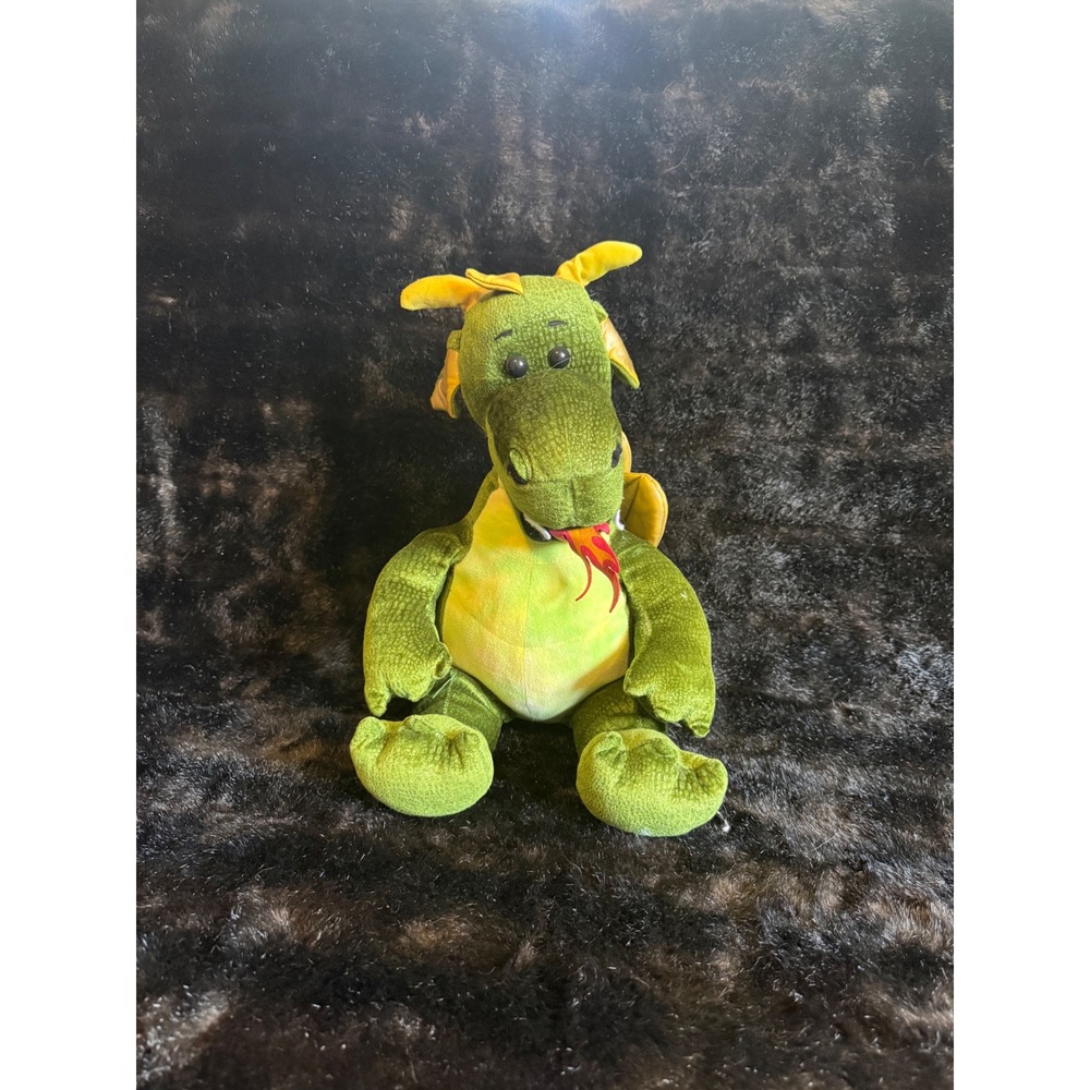 Build-A-Bear Green Dragon Plush 17" Gold Wings Horns Stuffed Animal Fantasy Toy